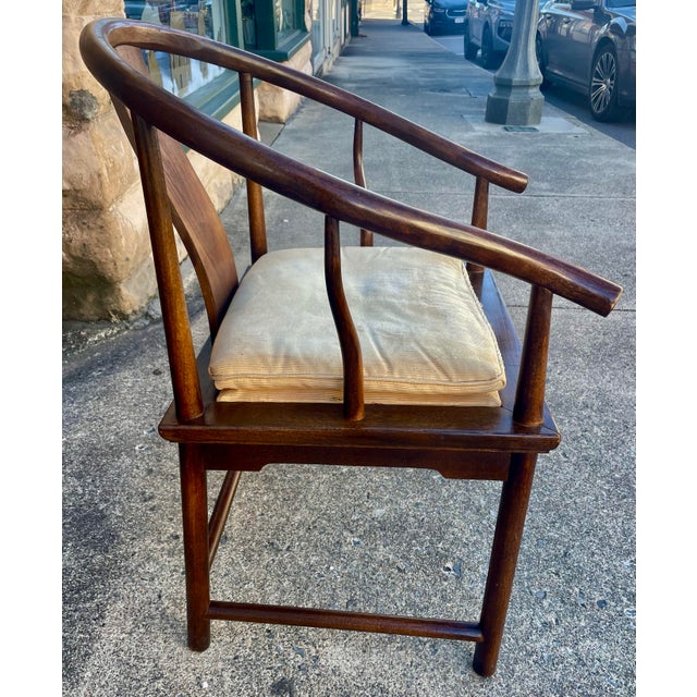Asian Mid 20th Century Michael Taylor for Baker Asian Inspired Horseshoe Back Single Chair For Sale - Image 3 of 12