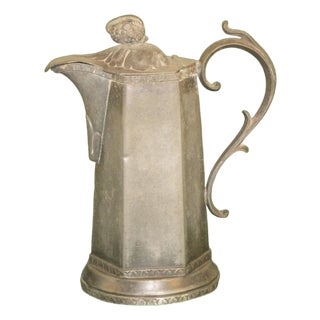 19th Century Syrup Jug W/ Lid or Creamer, American Pewter - Unmarked For Sale