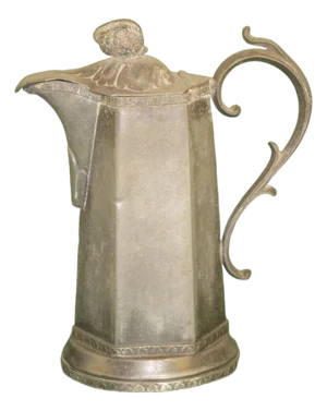 19th Century Syrup Jug W/ Lid or Creamer, American Pewter - Unmarked
