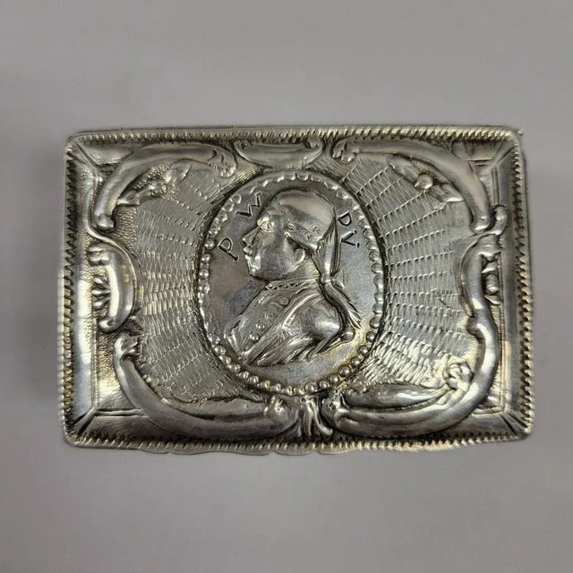 For the Collector: Circa 1756, sterling silver French snuff box featuring a man's profile with initials. The bottom has an...