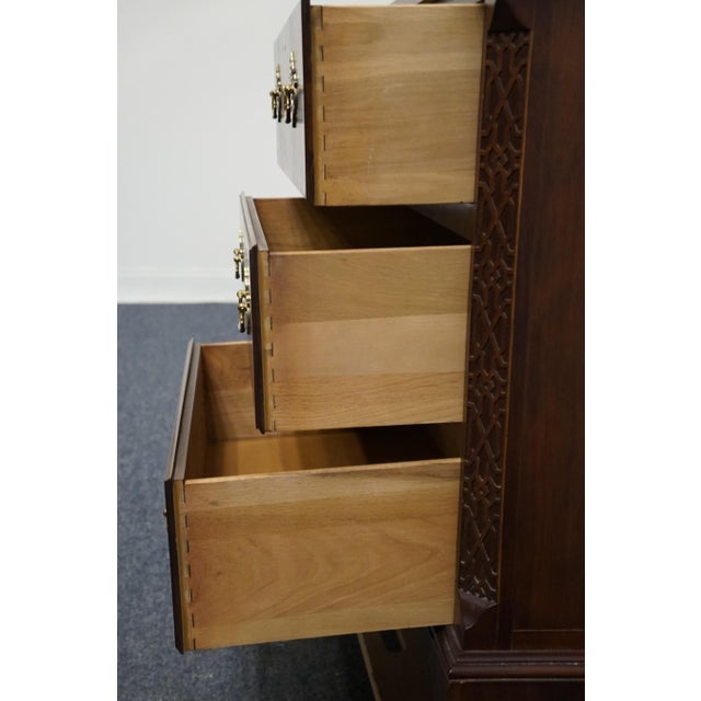 Wood Baker Furniture Solid Burled Walnut Traditional Chippendale Style 30" Three Drawer Nightstand For Sale - Image 7 of 12