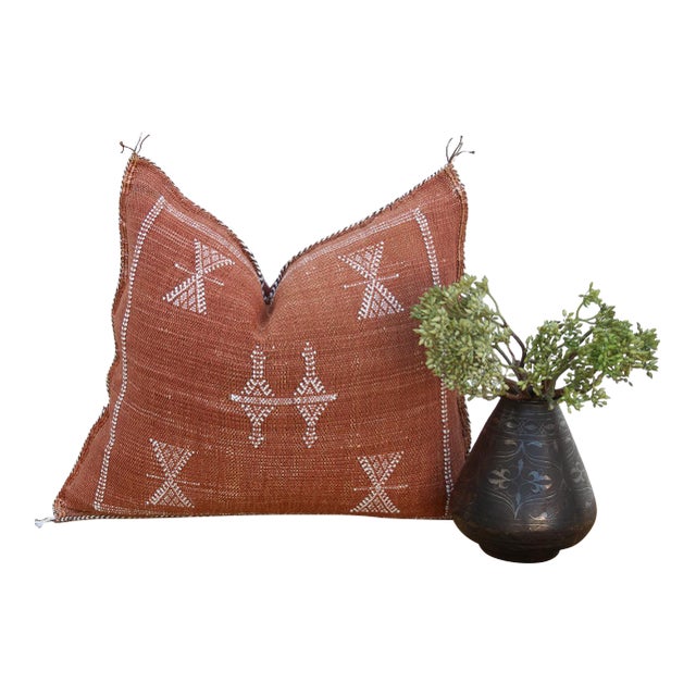 Rust Cascade Cactus Silk Moroccan Pillow For Sale