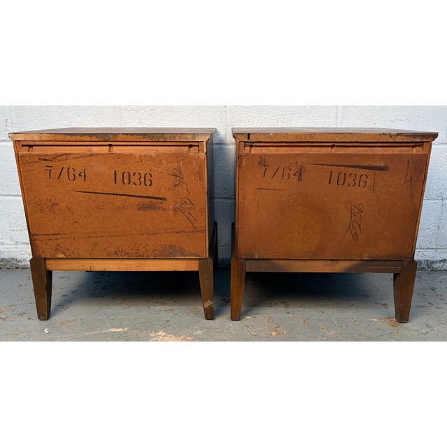 Mid 20th Century Sculpted Walnut Nightstands, A Pair For Sale - Image 12 of 12