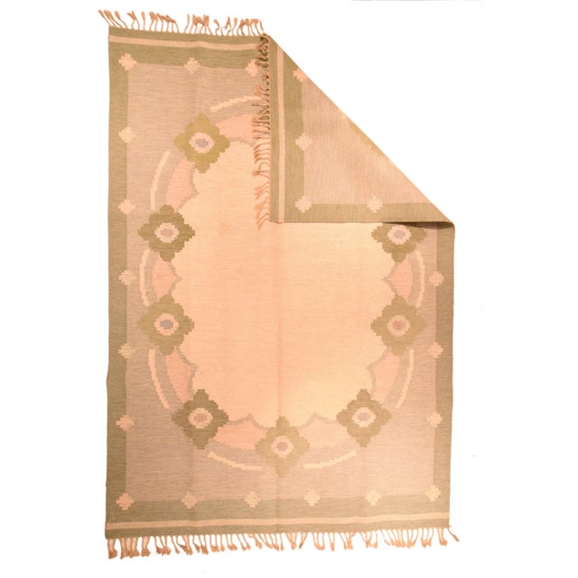 Fine Vintage Swedish Kilim 8'1'' x 11'8'' Pastel Colors