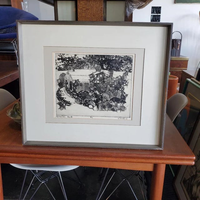 1967 Original Etching Titled, Dated, Signed and Numbered "Nocturnal Abode" #3/7 by Artist H. Valoff For Sale - Image 12 of 13
