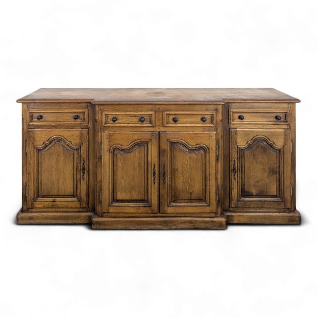 Neo-Rustic Buffet in Carved Oak For Sale