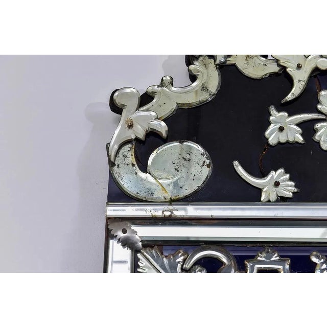 19th Century French Eglomisé Venetian Etched Wall Mirror For Sale - Image 4 of 14