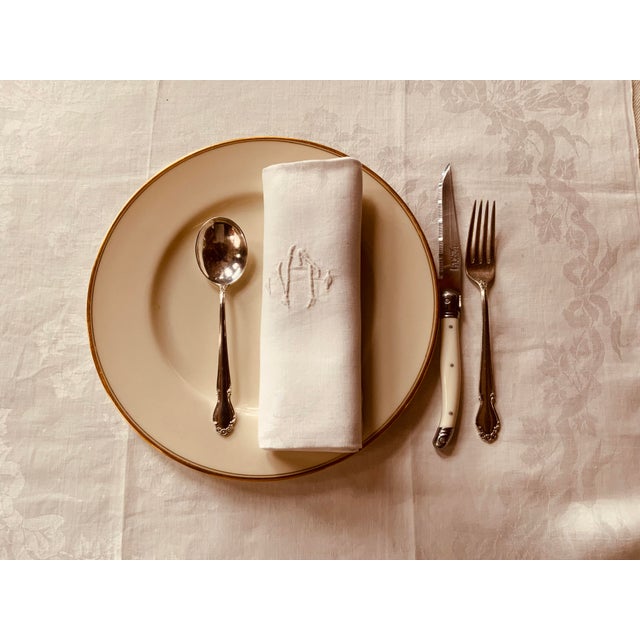 Linen Antique French Linen Napkins With Monograms- Set of 4 For Sale - Image 8 of 12