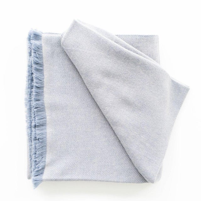 Boro Blue Soft Handwoven Merino Throw For Sale - Image 4 of 6