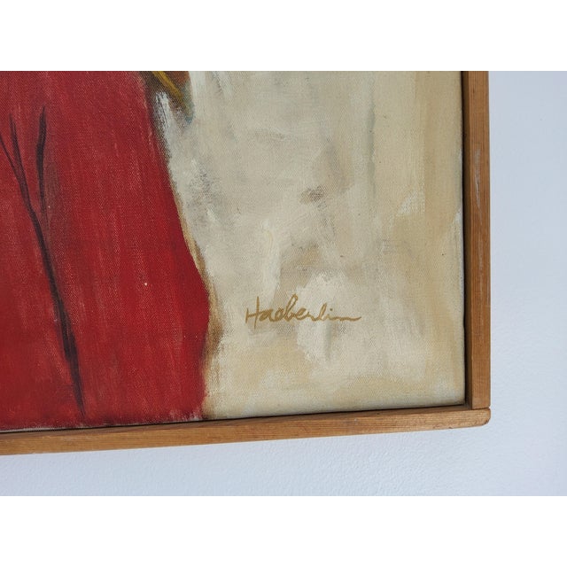 Mid Century Modernist Oil Portrait Painting by Woodstock Art Colony Artist Carolyn Haeberlin 1956 "Indian" For Sale - Image 11 of 18