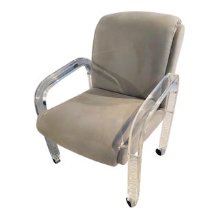 1970s Attributed to Lion in Frost Lucite Dining Chair (With Casters) For Sale