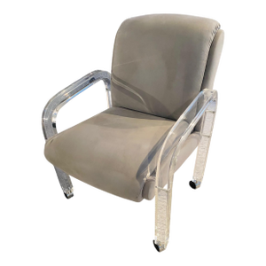 1970s Attributed to Lion in Frost Lucite Dining Chair (With Casters)