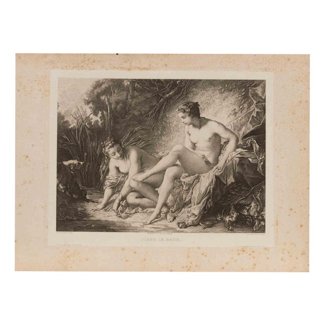 Émile Médard, Diana au Bain, Etching, 19th Century For Sale