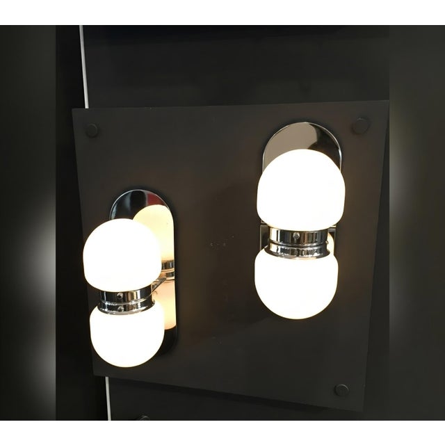 Art Deco Vintage Art Deco Light Old Lamp Wall Sconces Fixture Nickel Brass & Milk Glass Shade Ship Light Lamp - Pair For Sale - Image 3 of 4