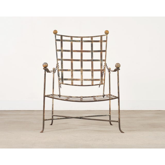 An authentic Mid-Century Modern Italian neoclassical patio and garden adjustable chain-back Amalfi lounge chair and...