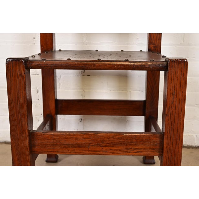 Brown Joseph McHugh Antique Mission Oak Arts & Crafts Desk Chair or Side Chair, Circa 1920s For Sale - Image 8 of 12