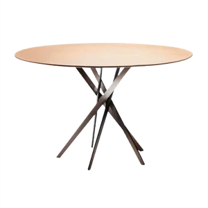 IKI Table with Bronze Lacquered Base & Oak Veneer Top by Marco Zanuso Jr. for Adentro