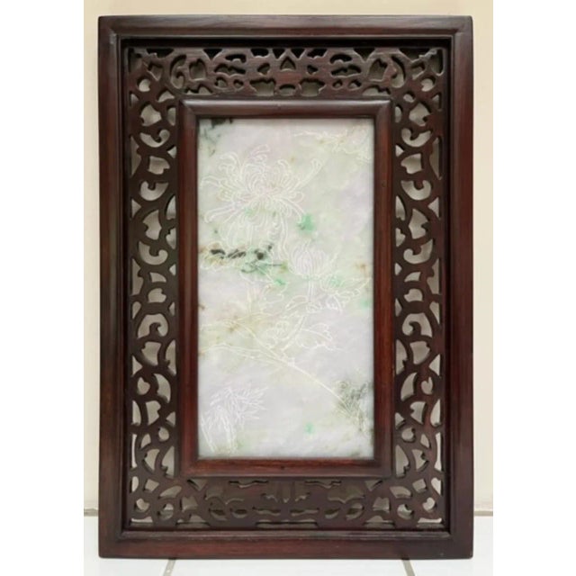 Jade Early 20th Century Jade Carving in Wood Frame and Stand Representing Winter For Sale - Image 8 of 12