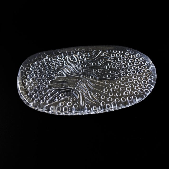 Vintage PUKEBERG glass small serving plate designed by Uno Westerberg (1914–1985) in 1970s. Design with irregular pattern,...