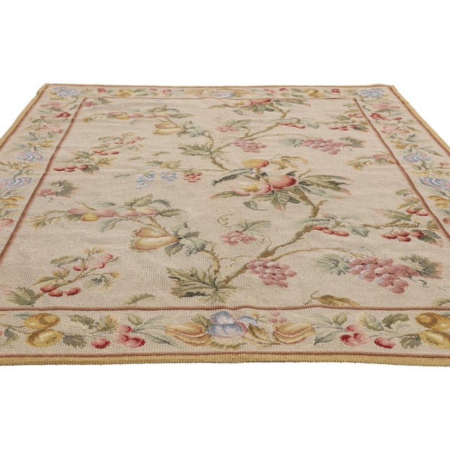 French Provincial Vintage Chinese Aubusson Needlepoint Rug, 04'10 X 06'10 For Sale - Image 3 of 10