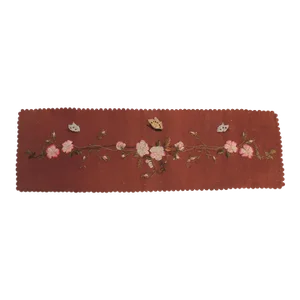 Vintage Brown and Pink Russian Embroidery Textile