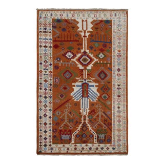 2010s Rug & Kilim’s Oushak Style Rug in Orange and White With Geometric Patterns For Sale