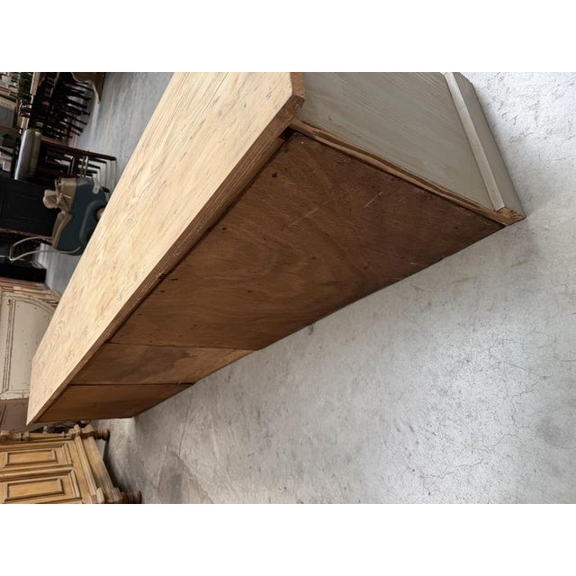 Wood Antique Workshop Cabinet Converted into TV Stand For Sale - Image 7 of 9