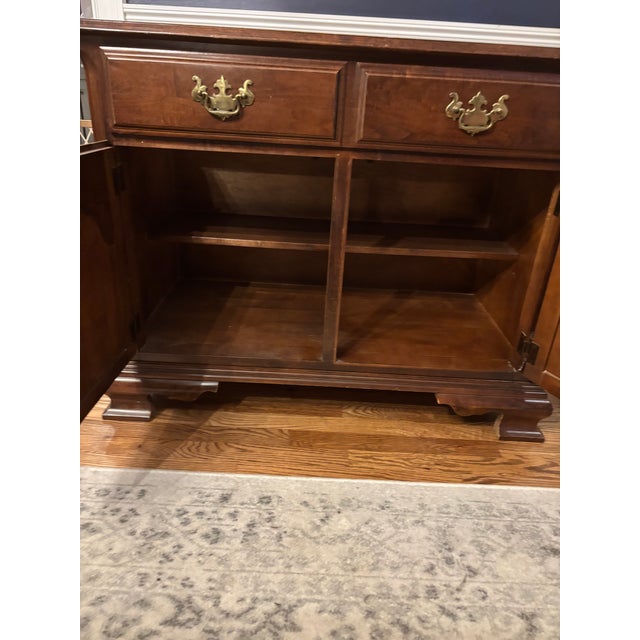 Keller Furniture 1990s Keller Furniture Chippendale-Style Buffet Cabinet/Sideboard | Solid Wood Cherry Finish For Sale - Image 4 of 10