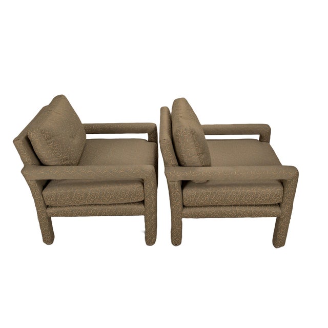 1980s Milo Baughman Style Upholstered Parson Chairs - A Pair For Sale In Tampa - Image 6 of 9