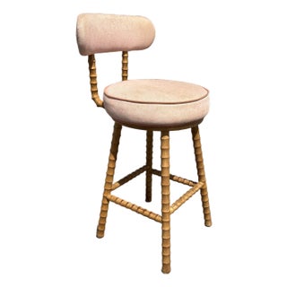 Faux Bamboo Swivel Barstools, Wood, Stools For Sale