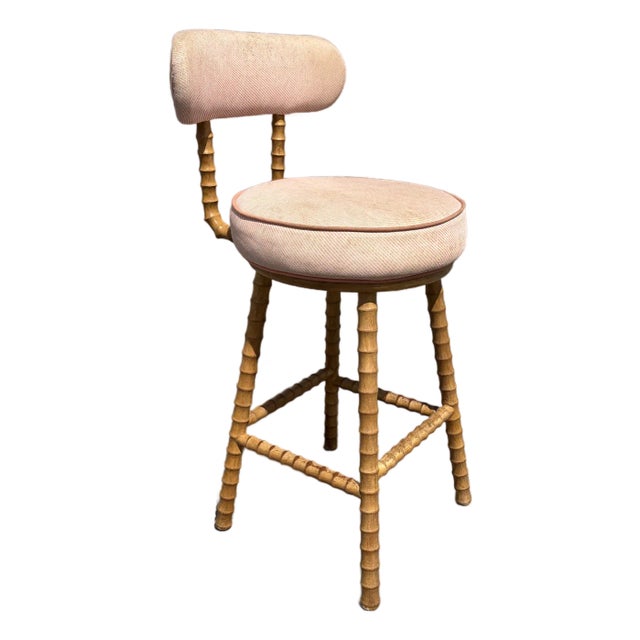 Faux Bamboo Swivel Barstools, Wood, Stools For Sale