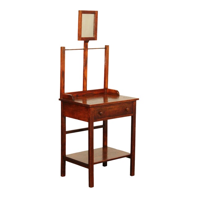 Antique Arts & Crafts Oak Shaving Stand For Sale