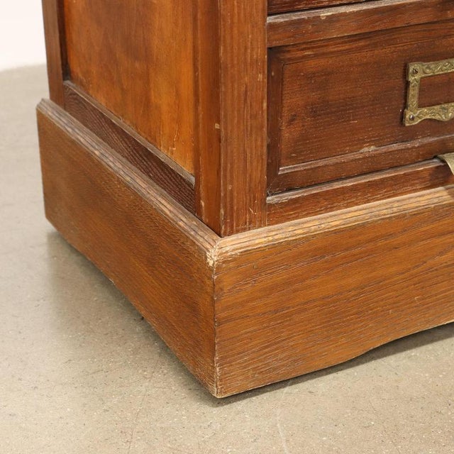 Wood Vintage Filing Cabinet in Oak For Sale - Image 7 of 10