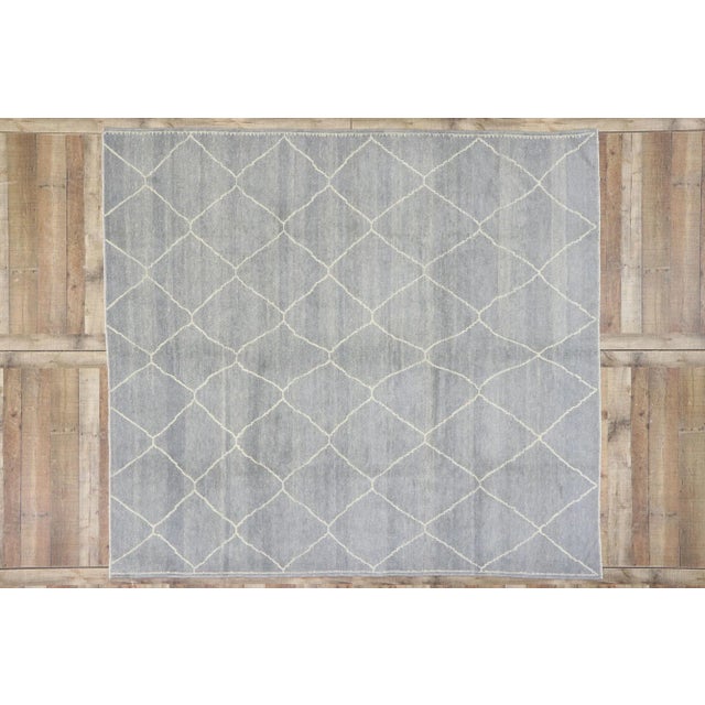 Gray Contemporary Gray Moroccan Style Rug - 08'03 X 09'00 For Sale - Image 8 of 9
