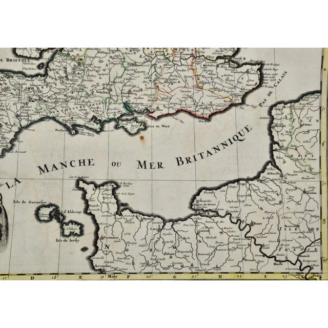 Great Britain, N. France: A Large 17th C. Hand-Colored Map by Sanson and Jaillot, 1693 For Sale - Image 4 of 12