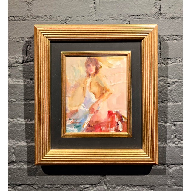 American Carolyn Anderson - Impressionist Seated Female Nude-Oil Painting For Sale - Image 3 of 9