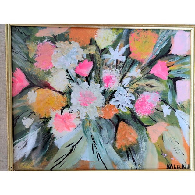 Original Abstract Still Life Floral Bouquet Painting Framed For Sale In Charlotte - Image 6 of 8