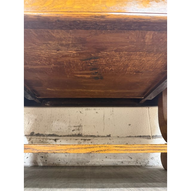 Antique 1920s-1930s Empire Tiger Oak Coffee Table Cocktail Table For Sale - Image 13 of 13