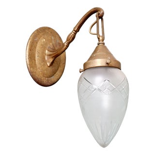 Art Deco Wall Light in Bronze and Satin Crystal, 1910s For Sale