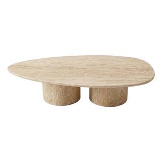 Oval Table in Roman Travertine Marble by Andrea Grasso For Sale