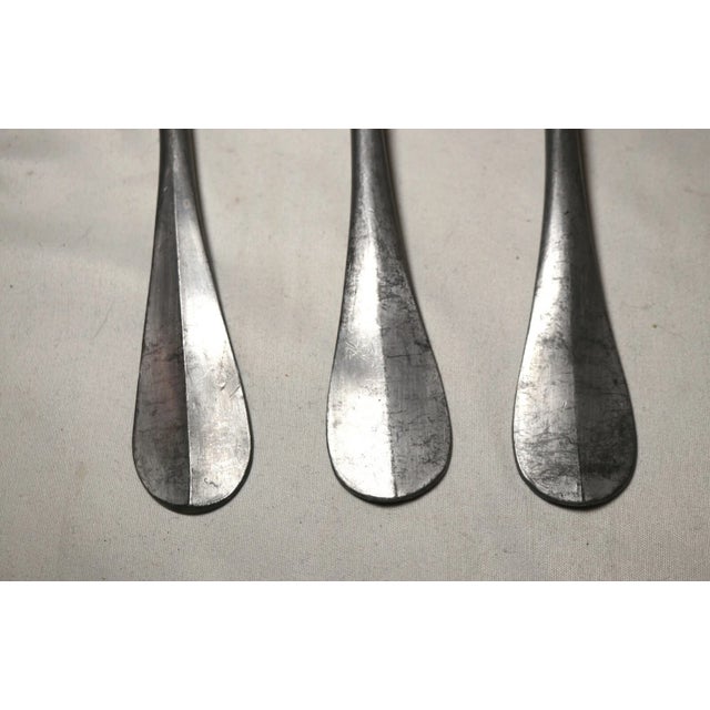 18th Century Large Rare Set 3 Antique 18th Century German Solid Heavy Cast Pewter Spoon 1700s For Sale - Image 5 of 6