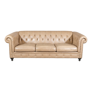 Bernhardt Camel Tan Leather Tufted Chesterfield With Nailheads