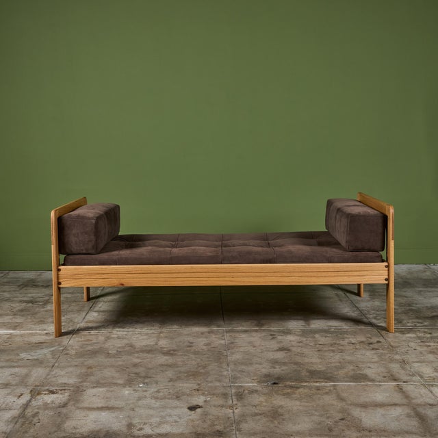 Daybed designed by Lou Hodges for California Design Group c.1970s, USA. The solid oak frame supports a newly upholstered...