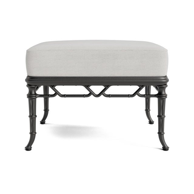 Contemporary Brown Jordan Calcutta Ottoman, Textured Pewter frame with Fusion Dove fabric For Sale - Image 3 of 11