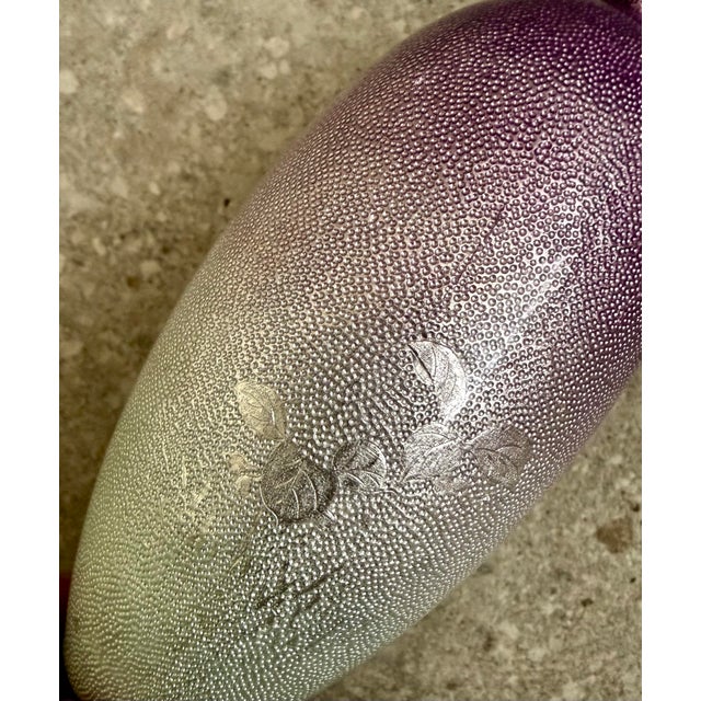 Miniature Antique Japanese Meiji Era Cloisonné Enamel Ginbari Vase in Silver With Irises, Signed For Sale - Image 4 of 12