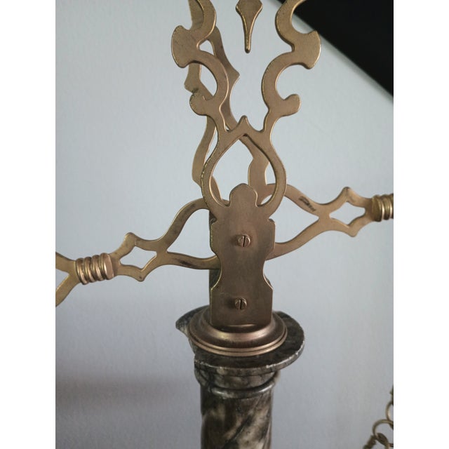 Gray Vintage Jim Tirrenia Italy Onyx Marble/Alabaster and Brass Scale of Justice 24" Tall For Sale - Image 8 of 18