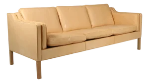 Model 2213 Sofa in Light Aniline Leather attributed to Børge Mogensen for Fredericia, 1960s