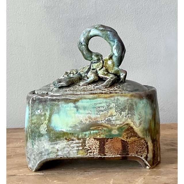 Early 21st Century Vintage Boho Studio Pottery Scorpion Lidded Box For Sale - Image 5 of 11