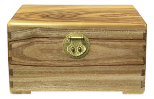 Chinese Light Tan Brown Rectangular Camphor Wood Storage Box Chest