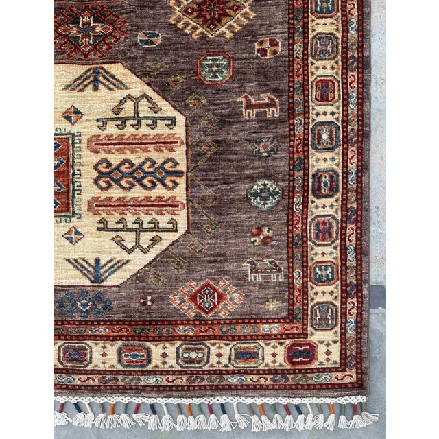 Ivory Vintage Caucasian Kazak Wool Rug For Sale - Image 8 of 18
